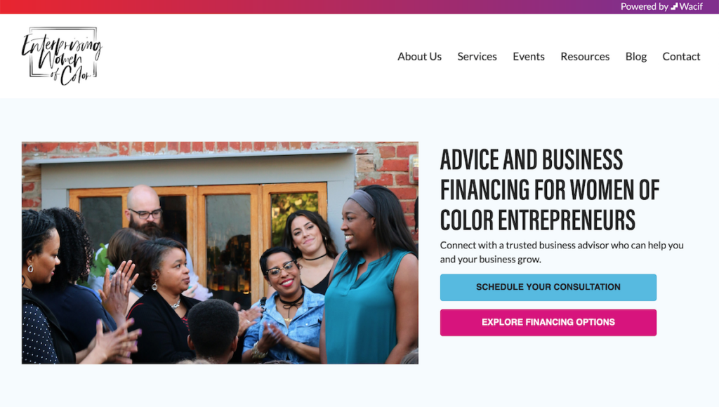 Image showing the front page of Wacif's of the 2020 Enterprising Women of Color DMV Business Center